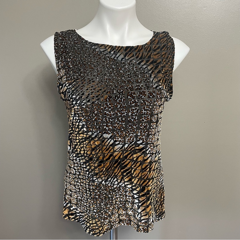 Vintage Chico's designs size Medium (1) Black Velvet burnout Sleeveless Tank Top